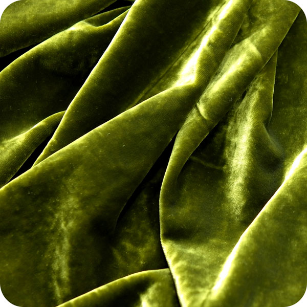 Super7 polyester rayon velvet, 44＂, Olive green, sandwashed